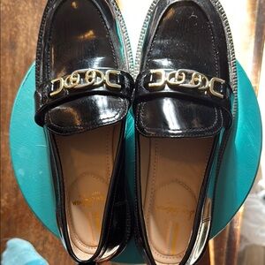 Sam Edelman Black Gold Patent Leather Flats